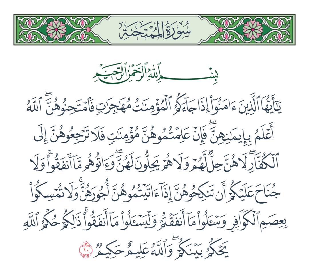  سورة الممتحنة الآية رقم 10