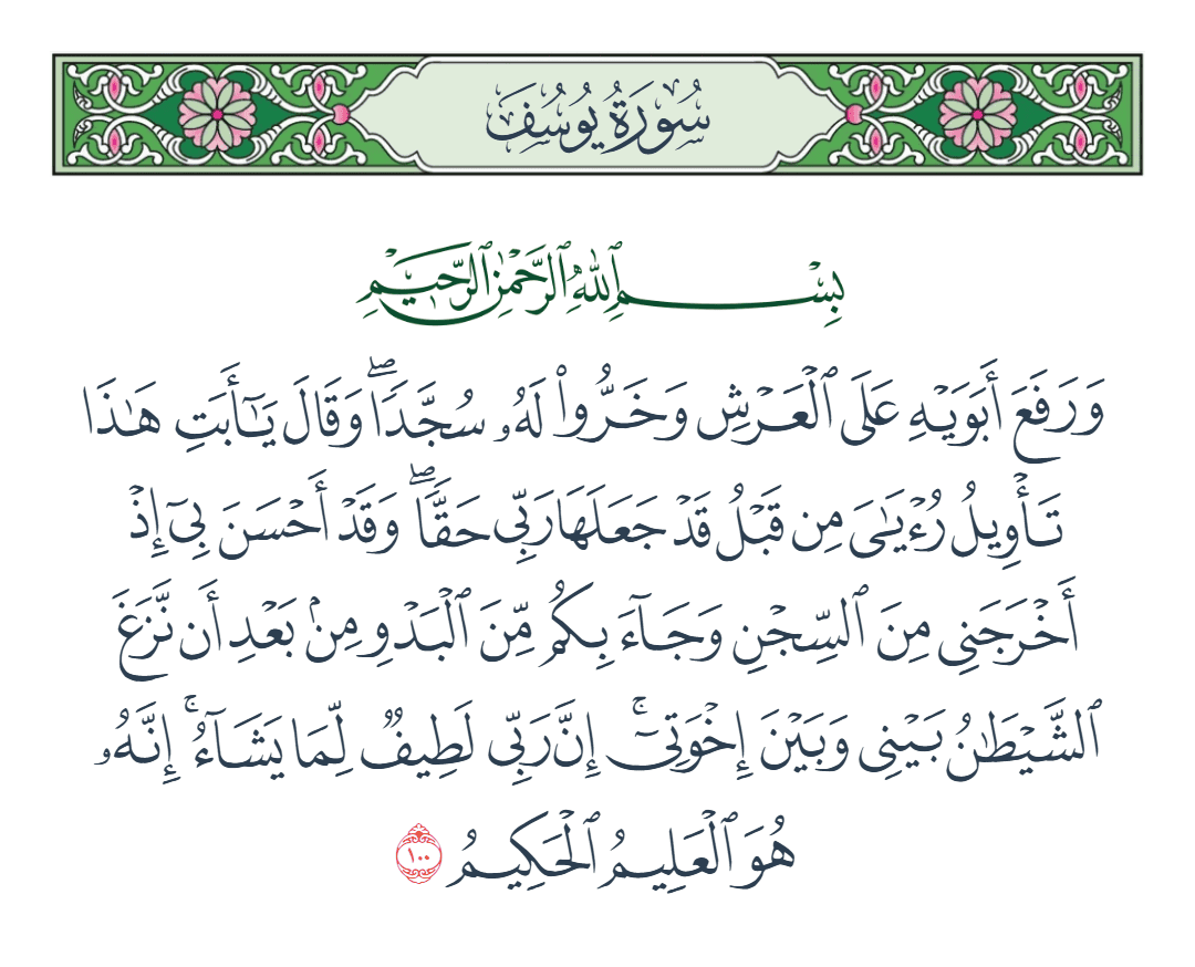  سورة يوسف الآية رقم 100