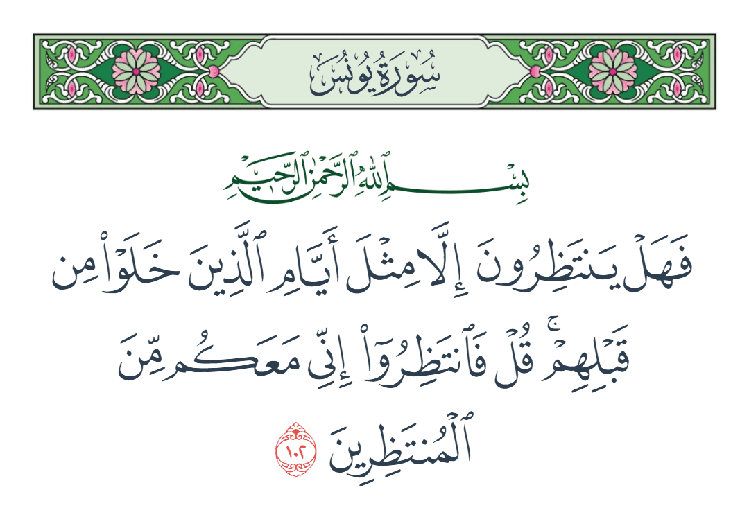  سورة يونس الآية رقم 102