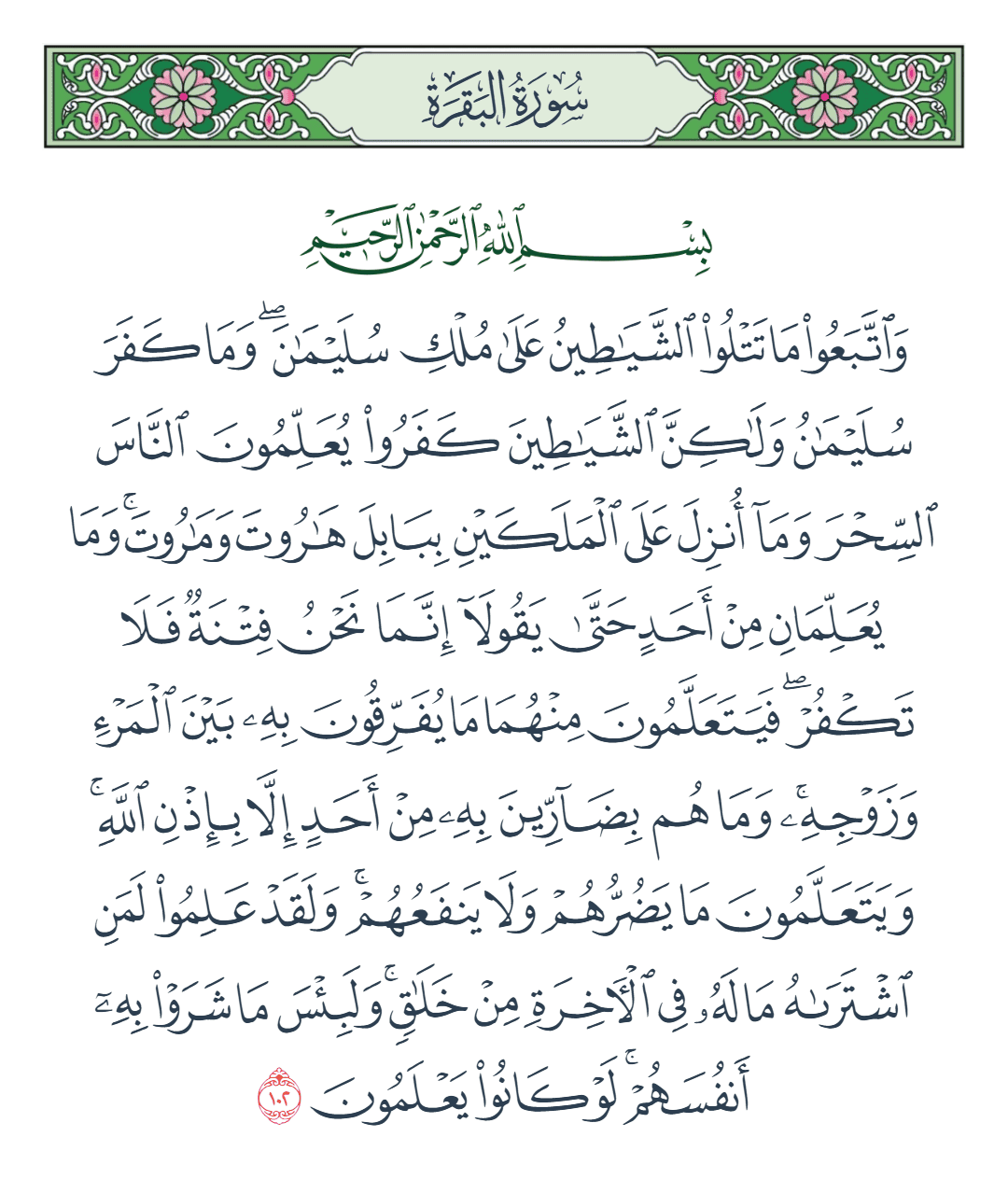  سورة البقرة الآية رقم 102