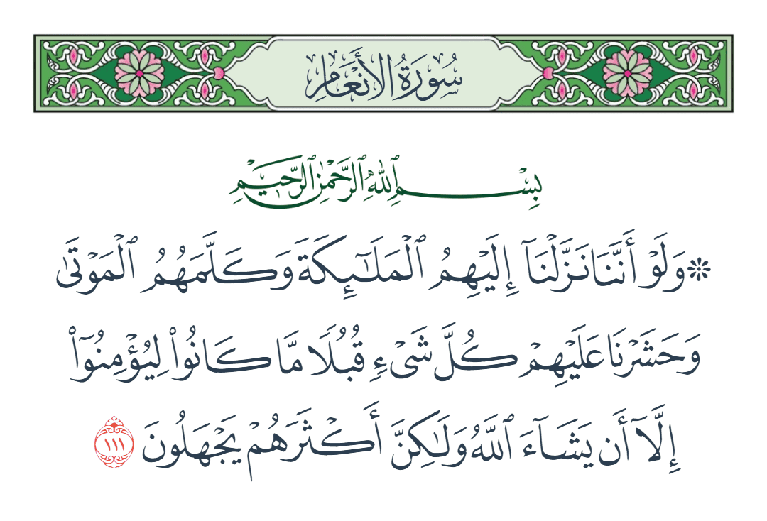  سورة الأنعام الآية رقم 111