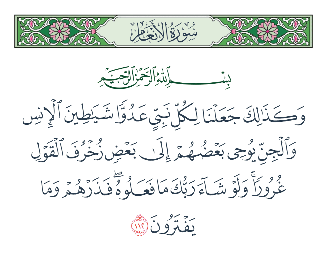  سورة الأنعام الآية رقم 112