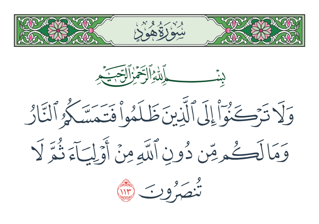  سورة هود الآية رقم 113