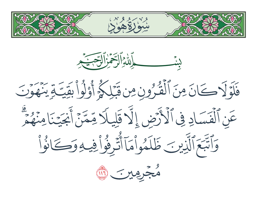  سورة هود الآية رقم 116