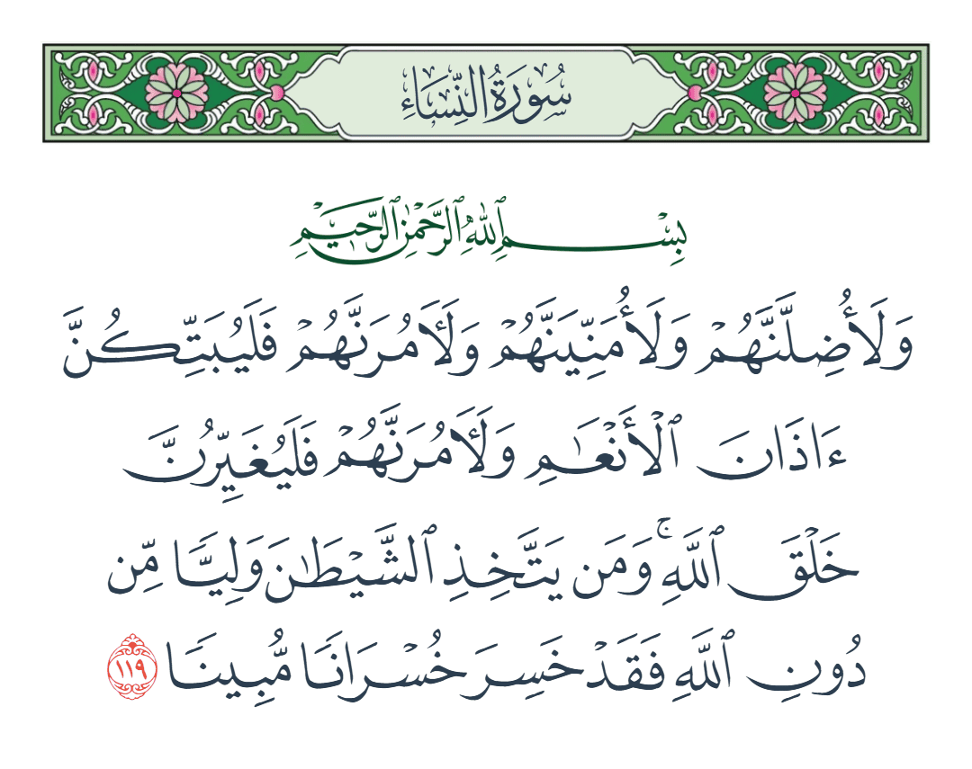  سورة النساء الآية رقم 119