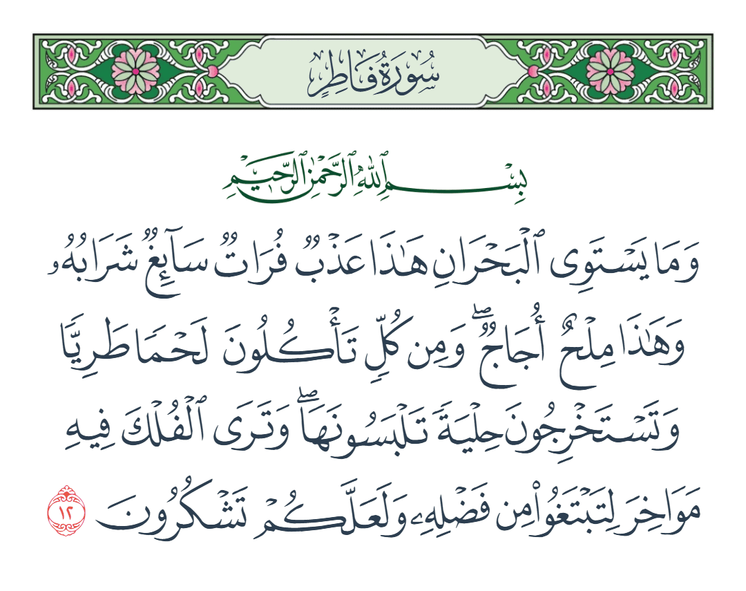  سورة فاطر الآية رقم 12