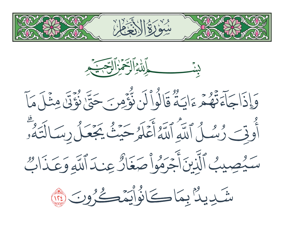  سورة الأنعام الآية رقم 124