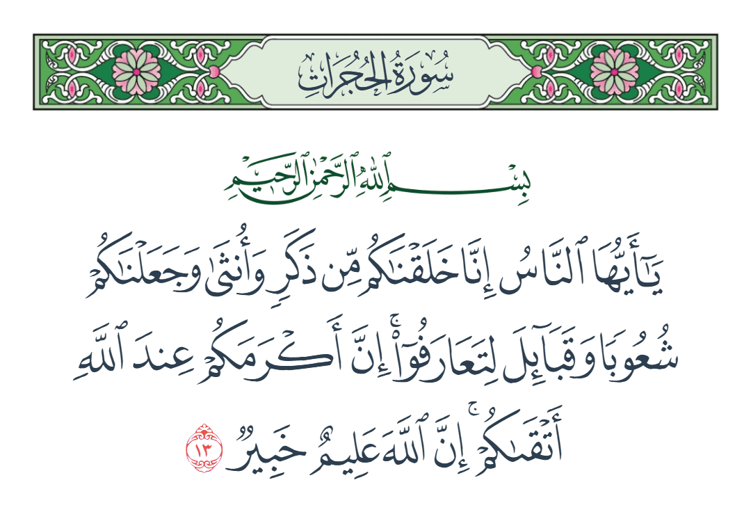  سورة الحجرات الآية رقم 13