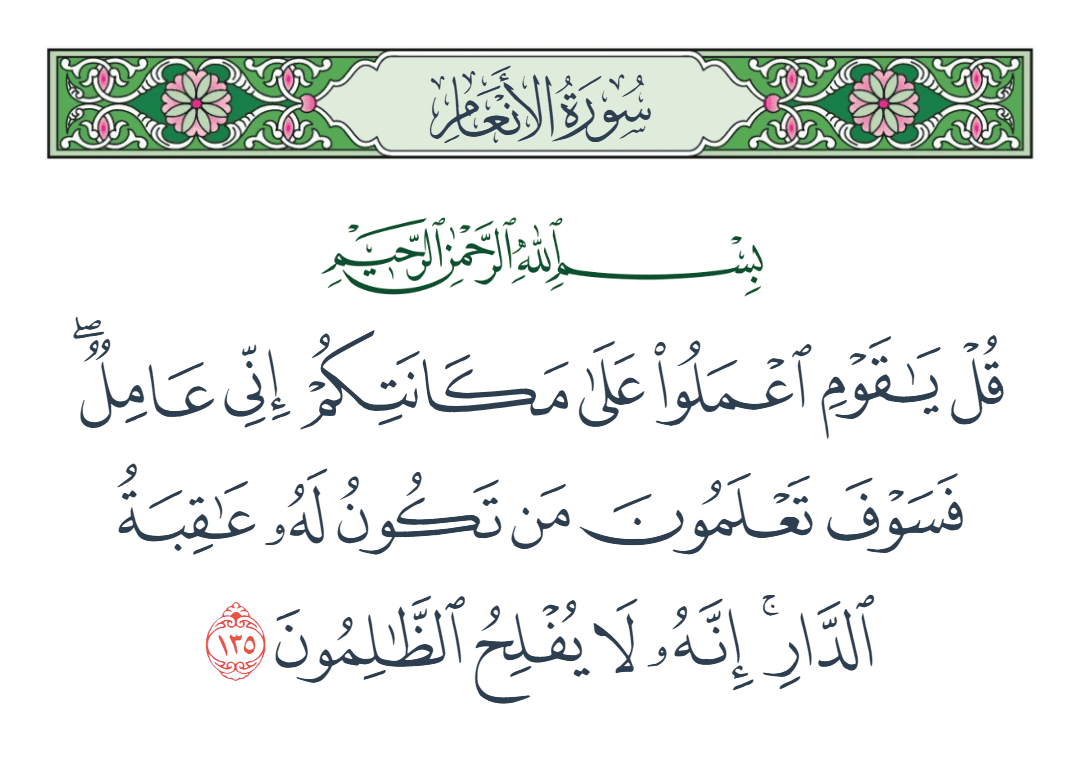  سورة الأنعام الآية رقم 135