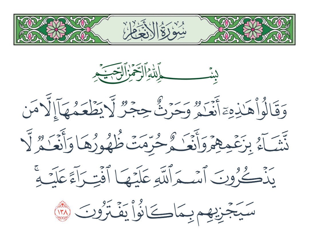  سورة الأنعام الآية رقم 138