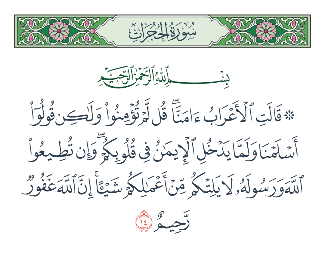  سورة الحجرات الآية رقم 14
