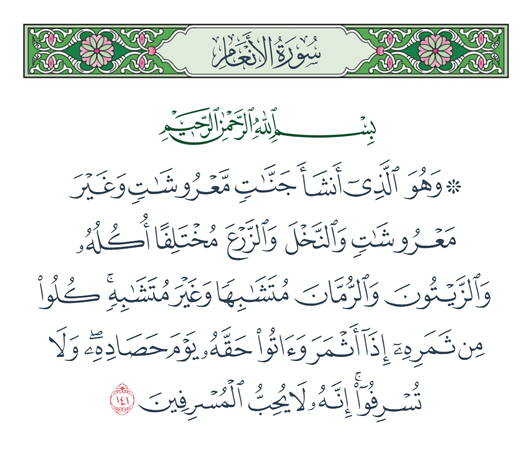  سورة الأنعام الآية رقم 141