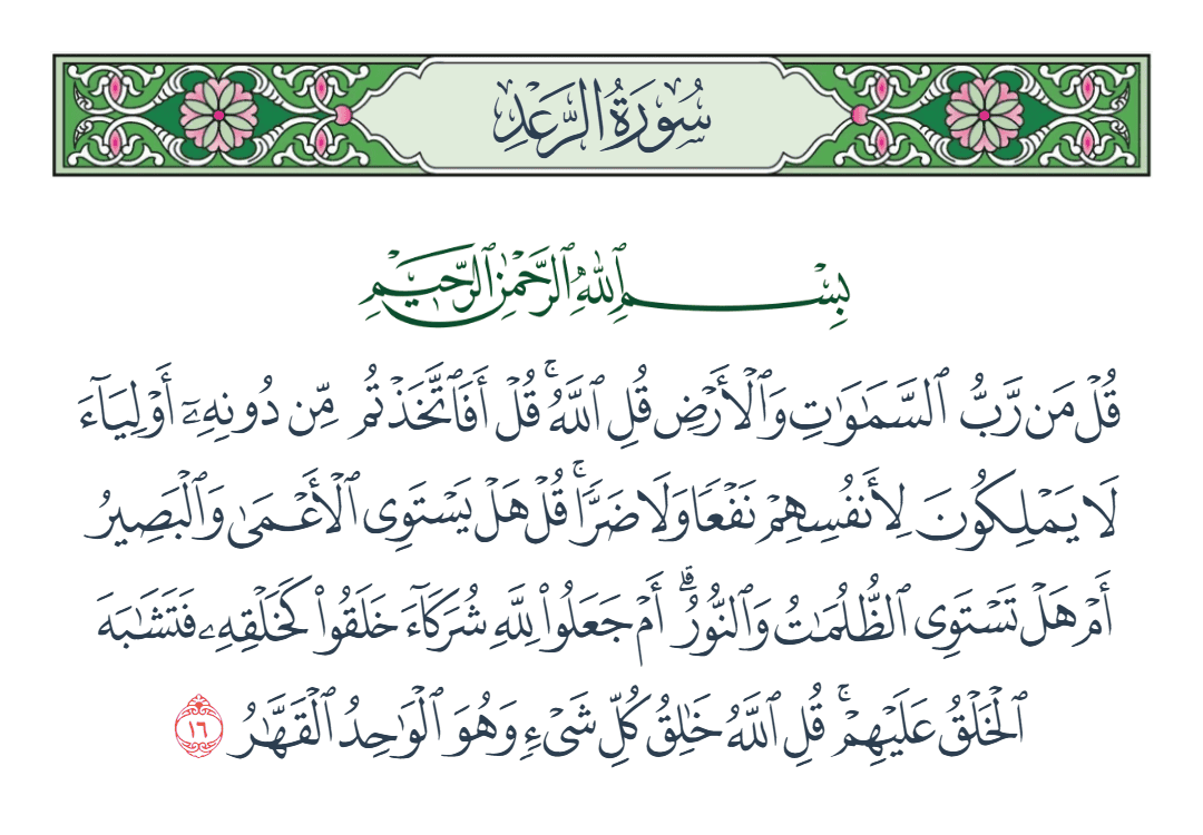  سورة الرعد الآية رقم 16