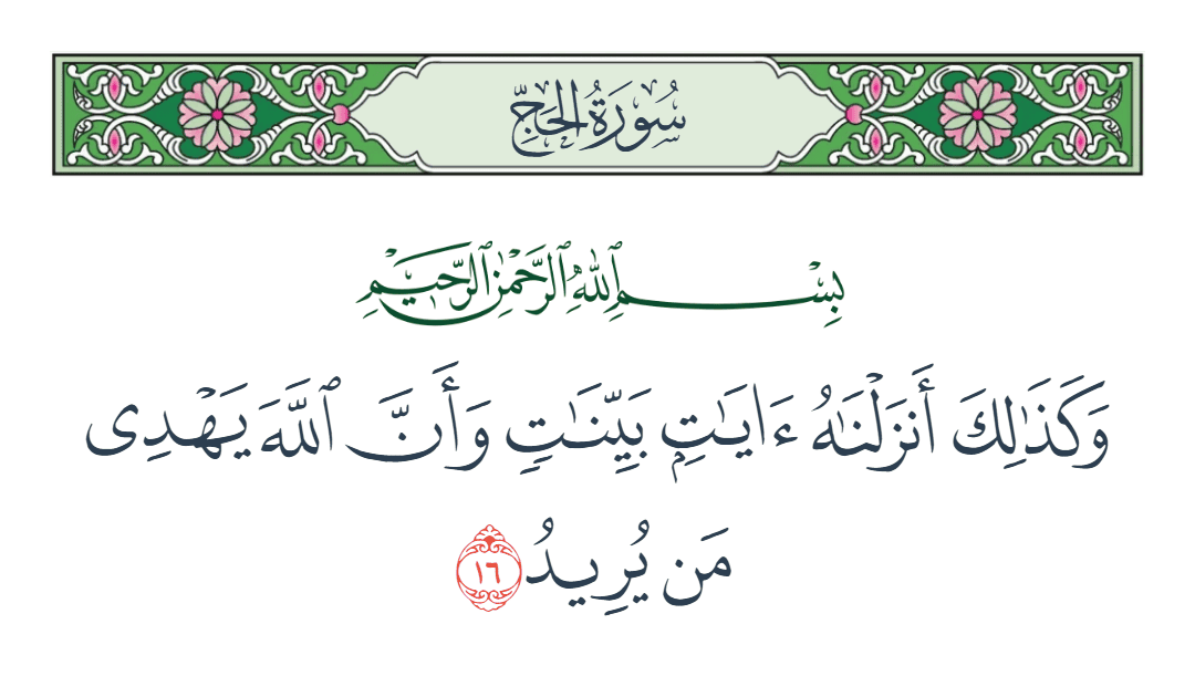  سورة الحج الآية رقم 16