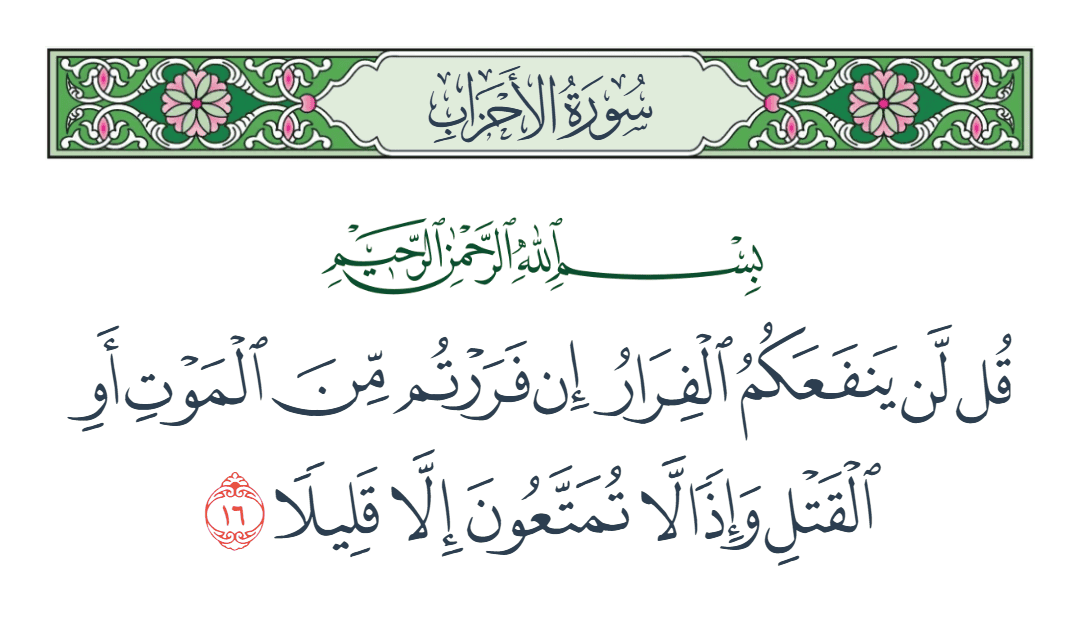  سورة الأحزاب الآية رقم 16