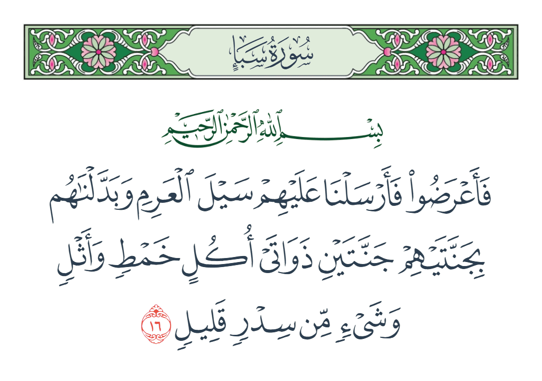  سورة سبأ الآية رقم 16