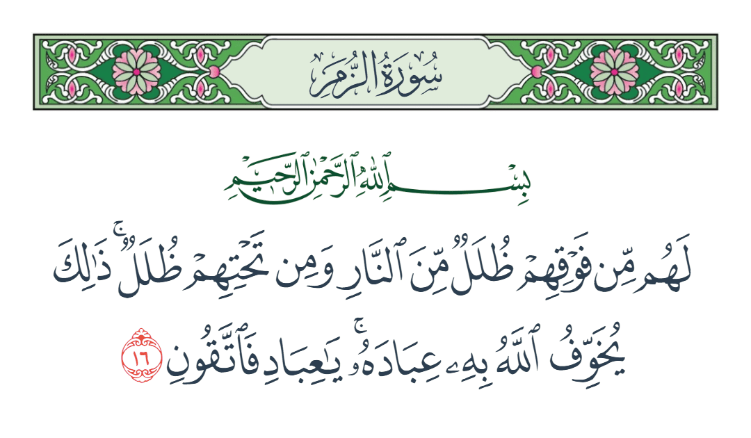  سورة الزمر الآية رقم 16