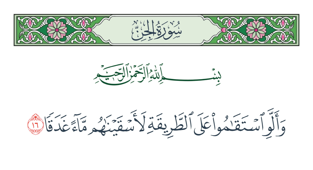  سورة الجن الآية رقم 16