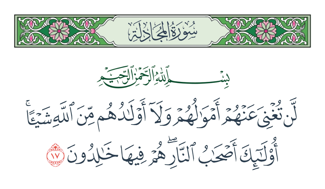  سورة المجادلة الآية رقم 17