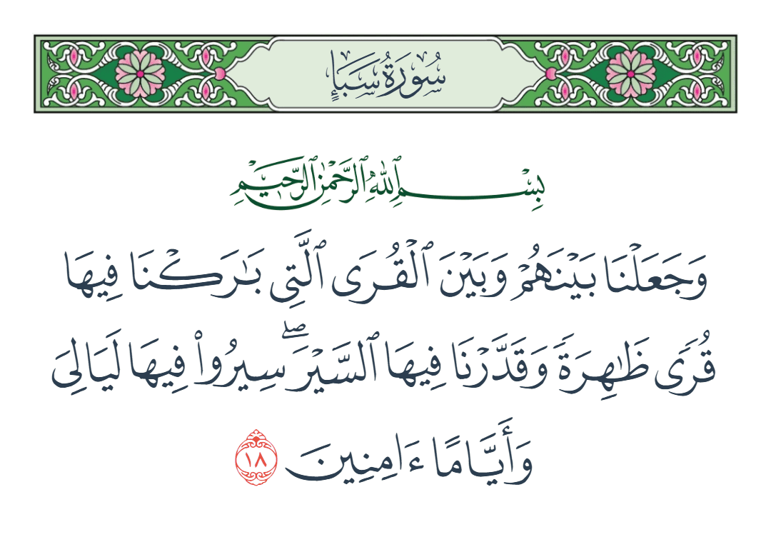  سورة سبأ الآية رقم 18