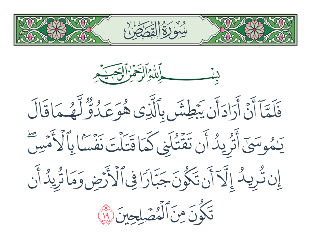  سورة القصص الآية رقم 19