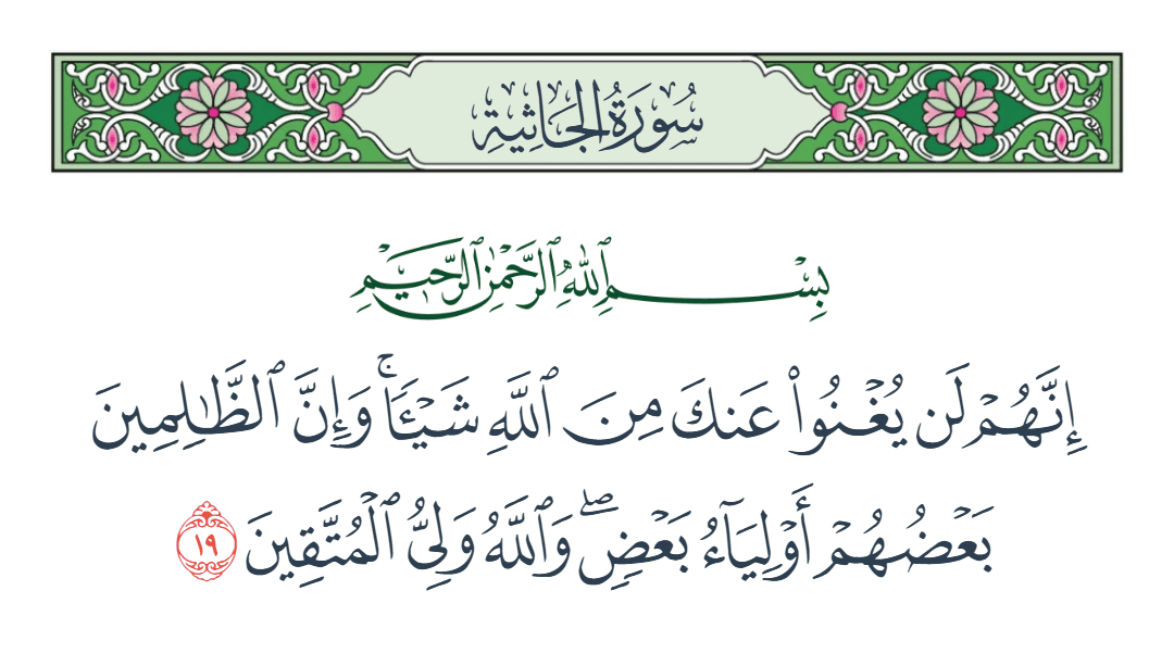  سورة الجاثية الآية رقم 19