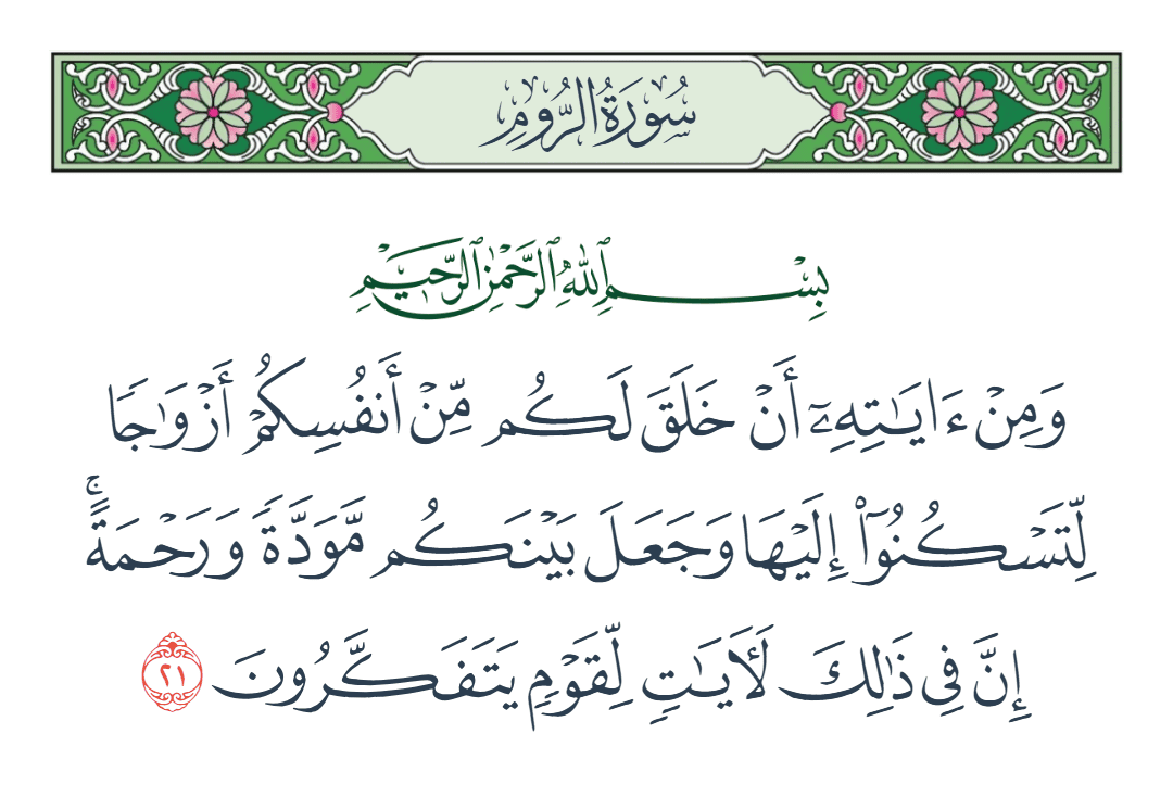  سورة الروم الآية رقم 21