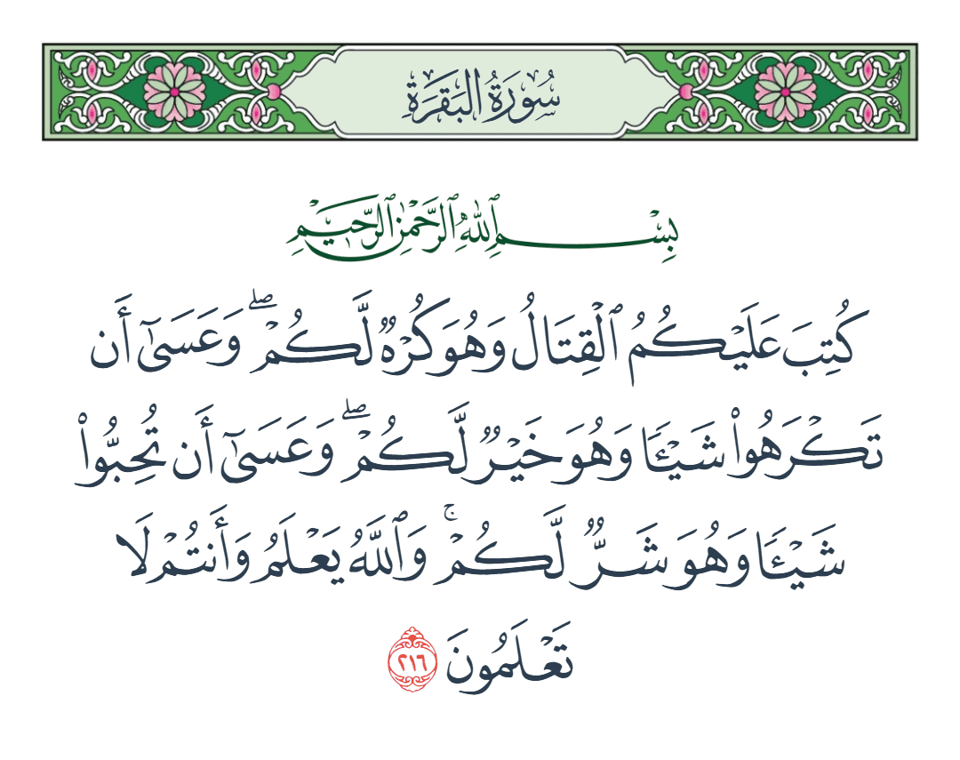  سورة البقرة الآية رقم 216