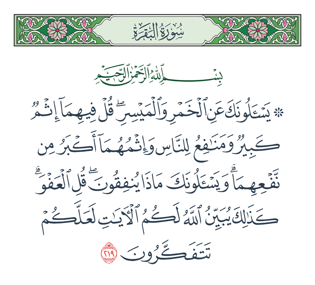  سورة البقرة الآية رقم 219