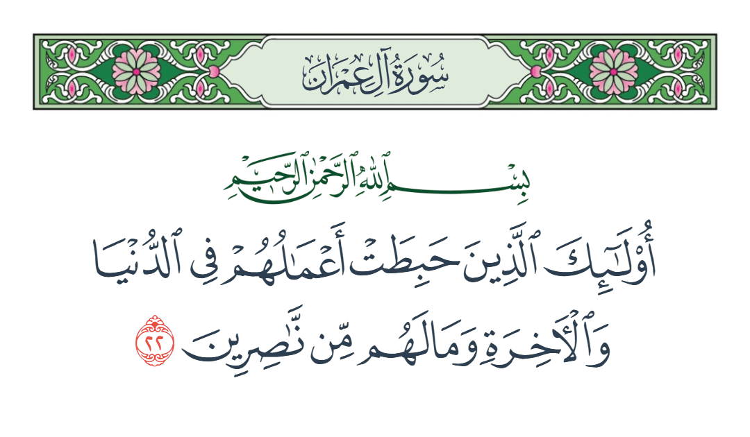  سورة آل عمران الآية رقم 22