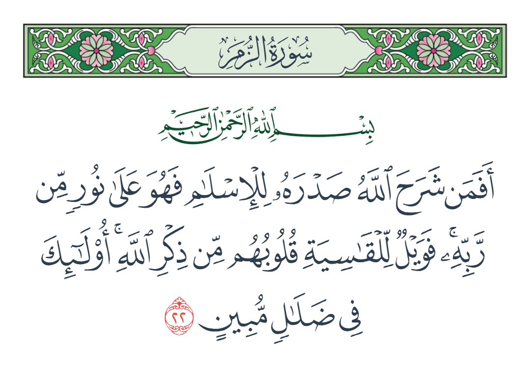  سورة الزمر الآية رقم 22