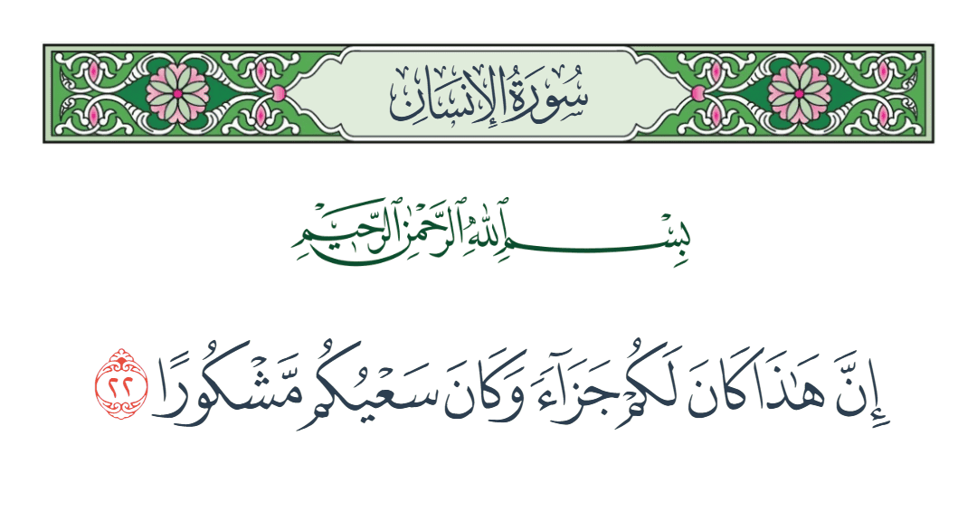  سورة الإنسان الآية رقم 22