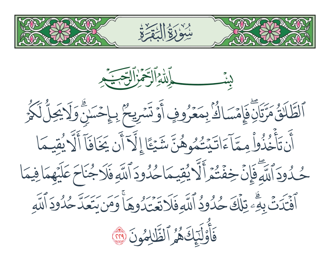  سورة البقرة الآية رقم 229