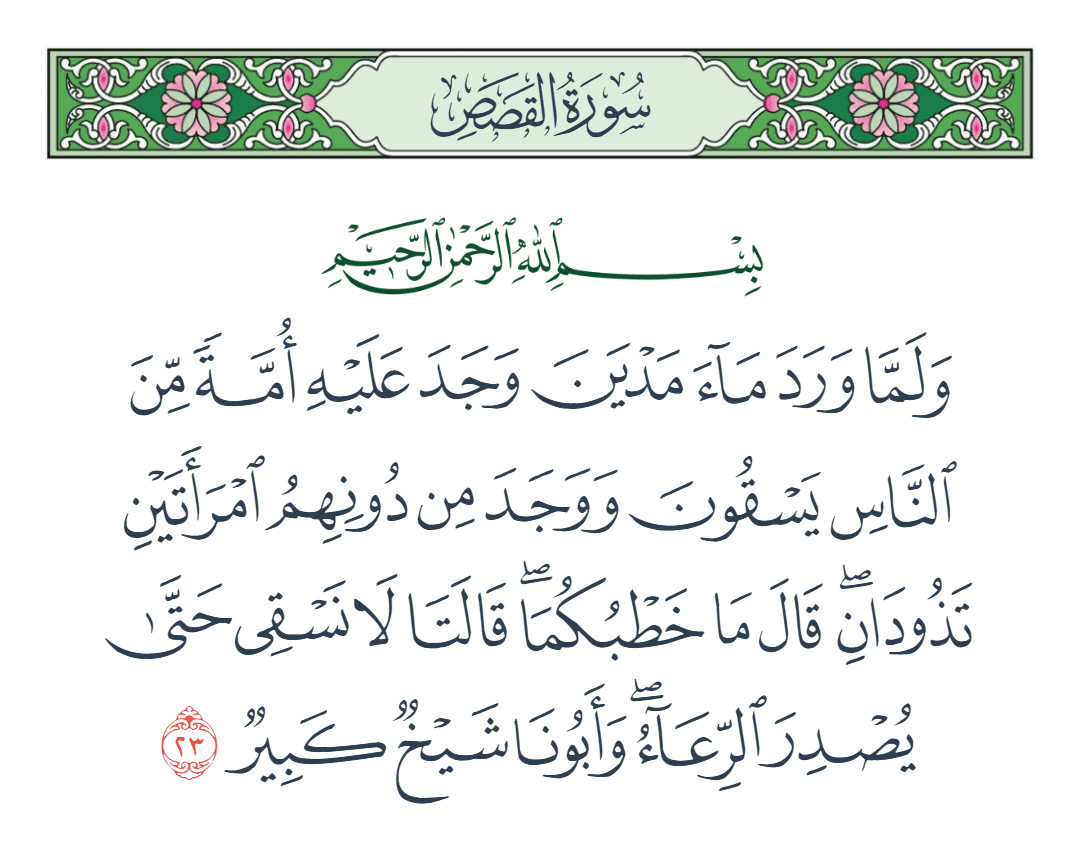  سورة القصص الآية رقم 23