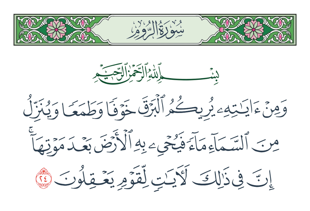  سورة الروم الآية رقم 24