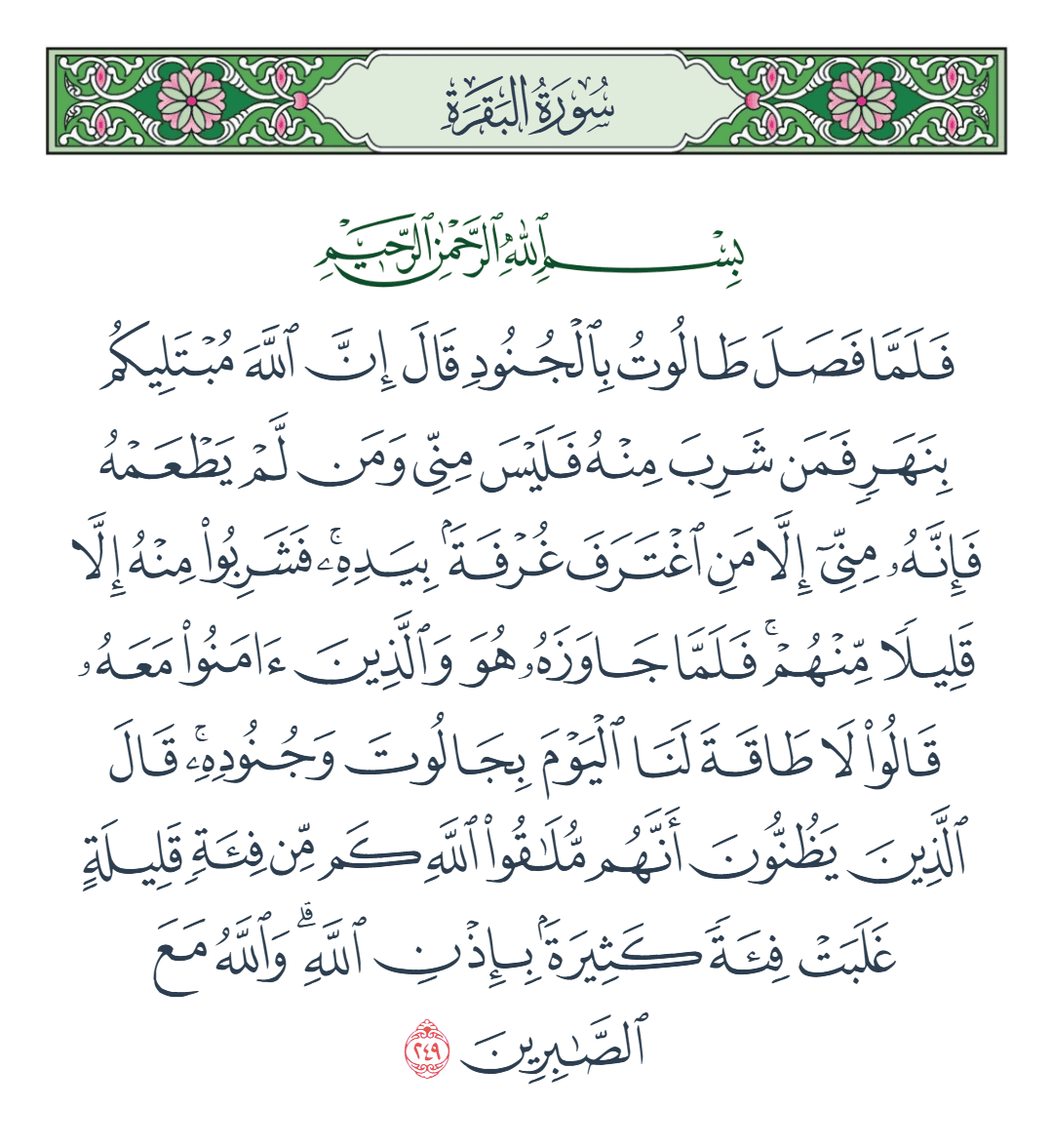  سورة البقرة الآية رقم 249