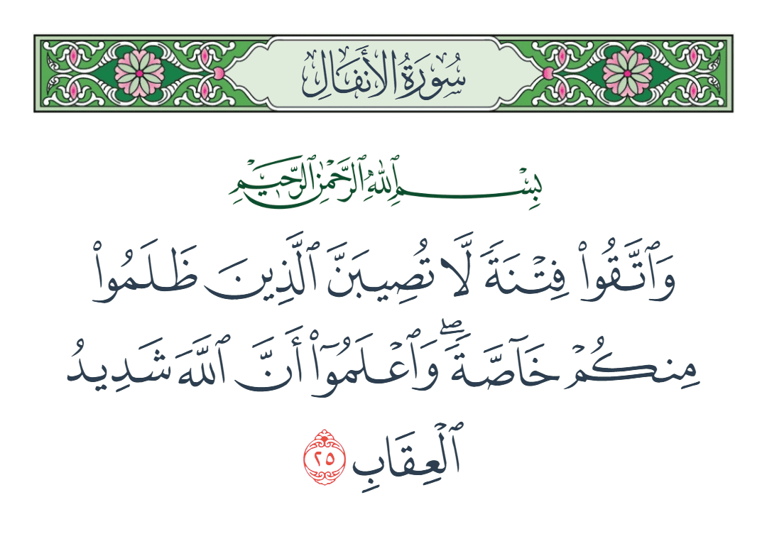  سورة الأنفال الآية رقم 25