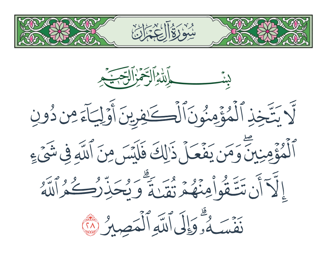  سورة آل عمران الآية رقم 28