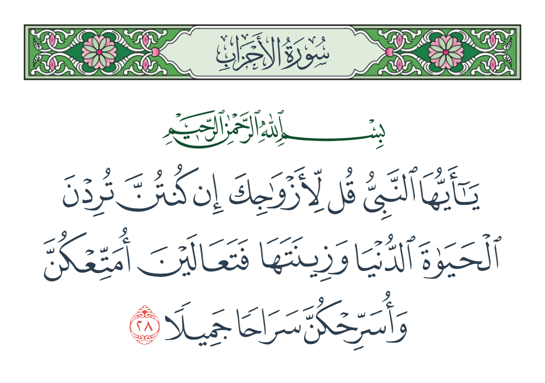  سورة الأحزاب الآية رقم 28