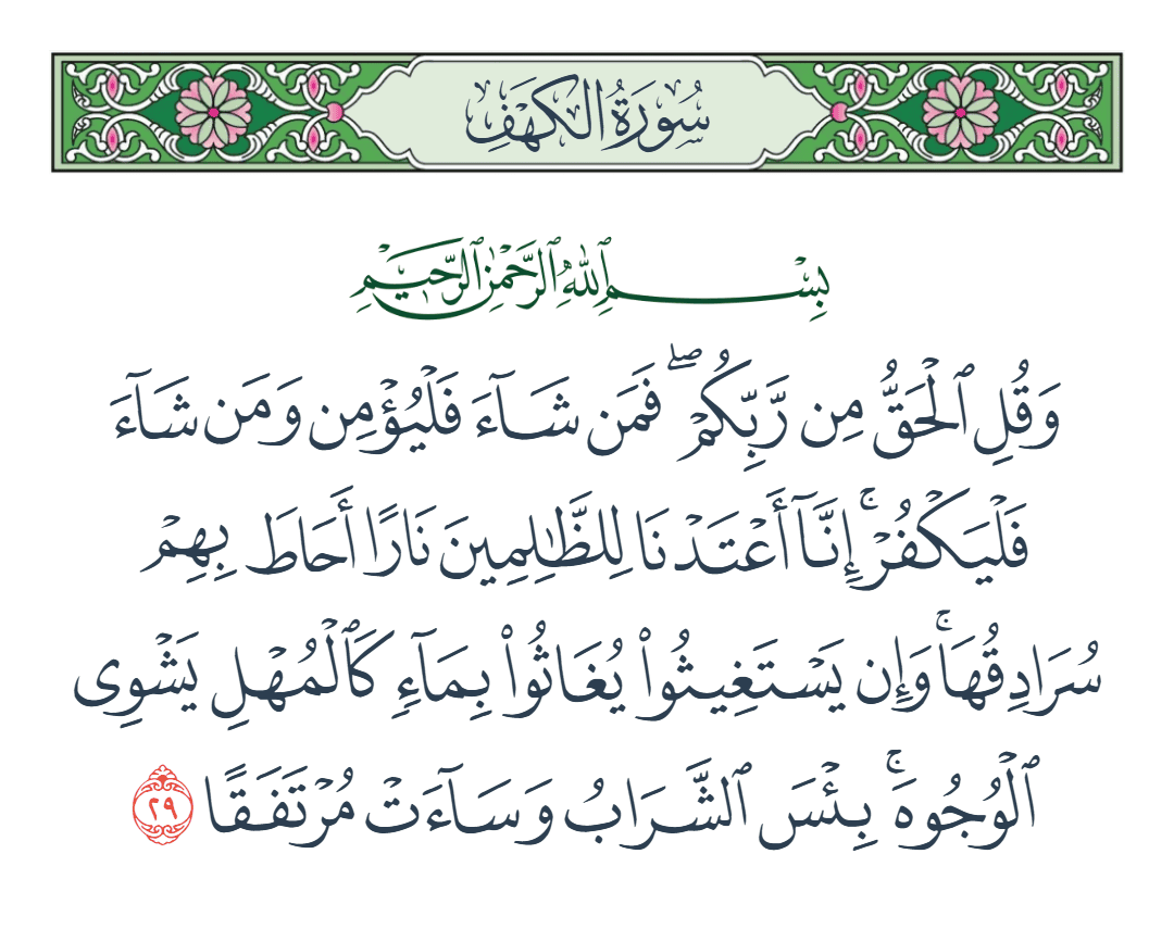  سورة الكهف الآية رقم 29