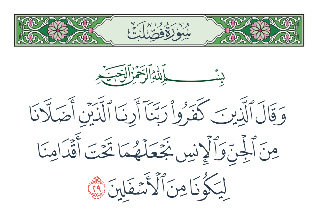 سورة فصلت الآية رقم 29