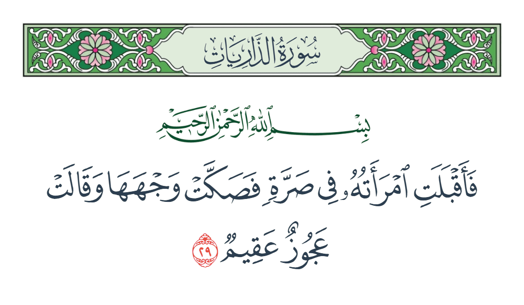  سورة الذاريات الآية رقم 29