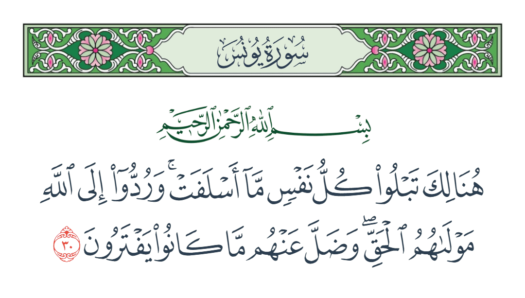  سورة يونس الآية رقم 30