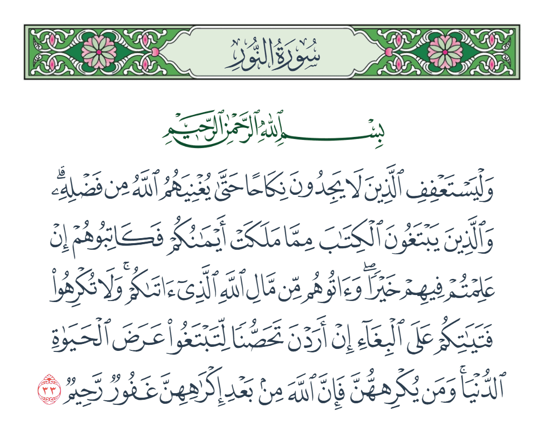  سورة النور الآية رقم 33