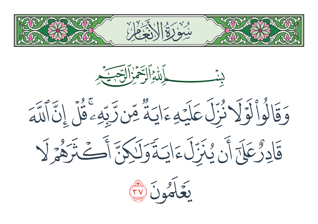  سورة الأنعام الآية رقم 37