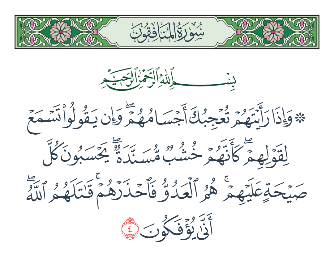  سورة المنافقون الآية رقم 4