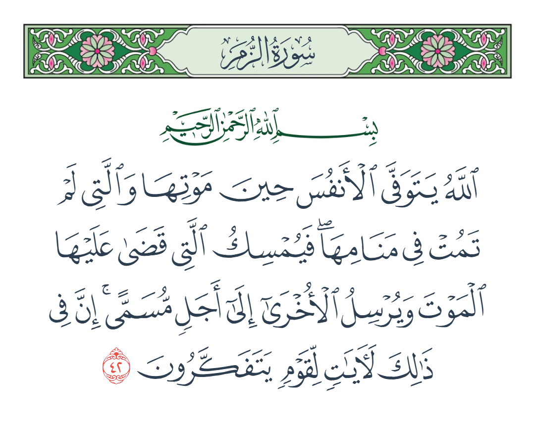  سورة الزمر الآية رقم 42
