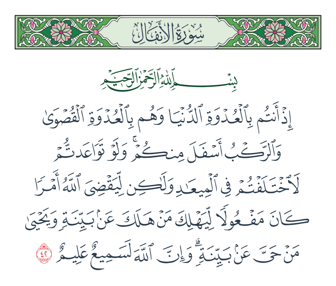  سورة الأنفال الآية رقم 42
