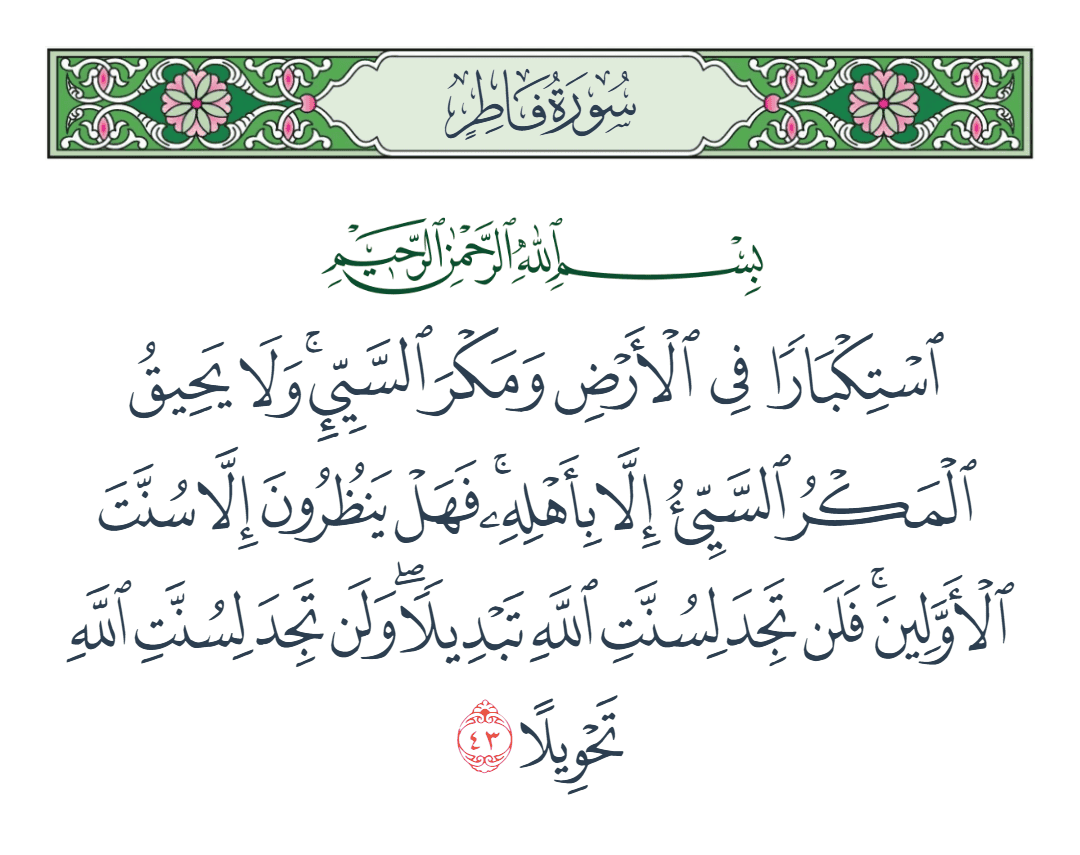  سورة فاطر الآية رقم 43