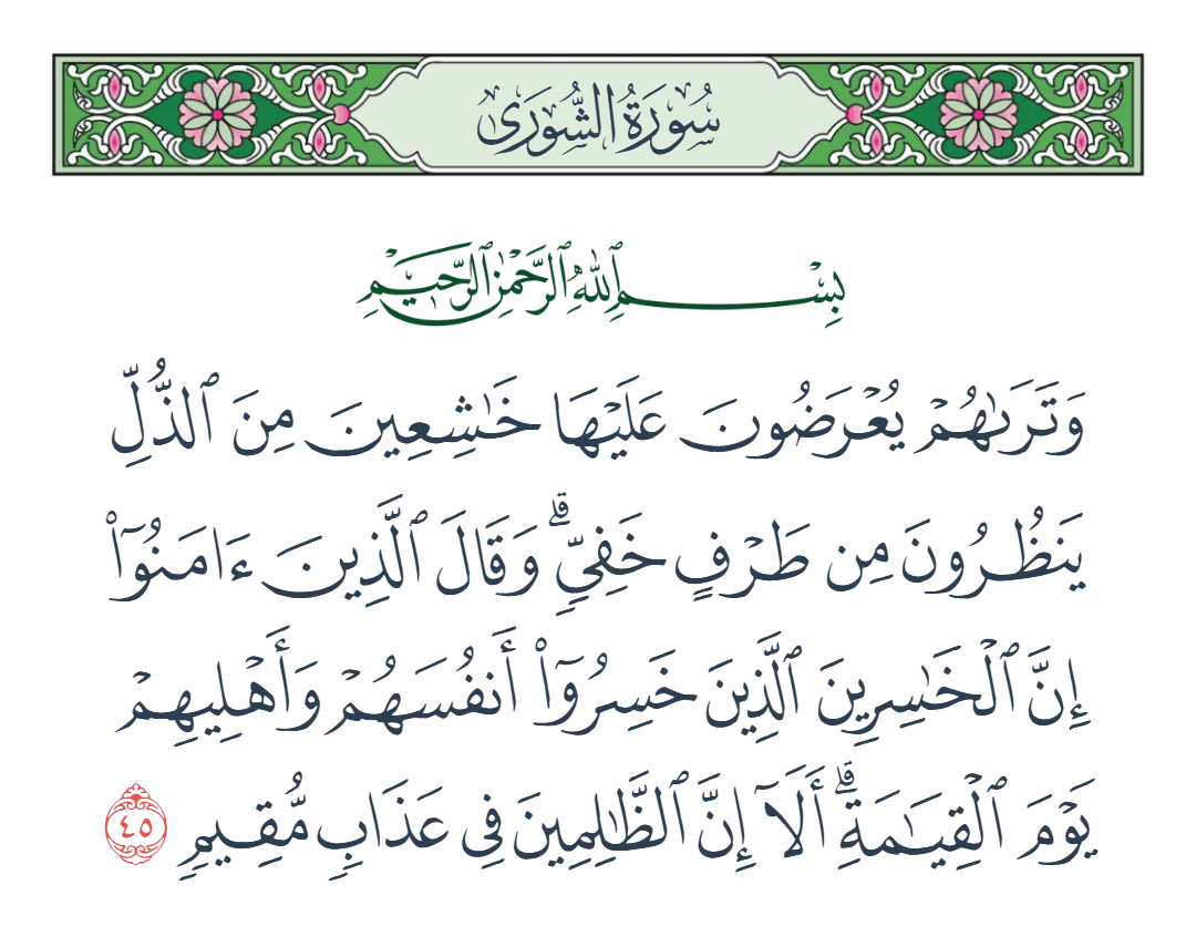  سورة الشورى الآية رقم 45